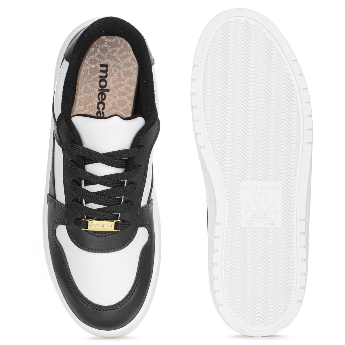 Tenis Moleca Napa Sardenha Recortes Branco e Preto - Feminino Branco/Preto 4
