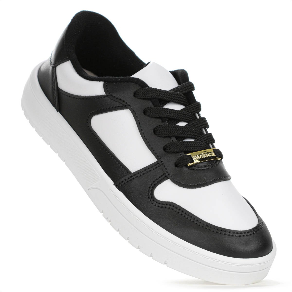 Tenis Moleca Napa Sardenha Recortes Branco e Preto - Feminino Branco/Preto 5
