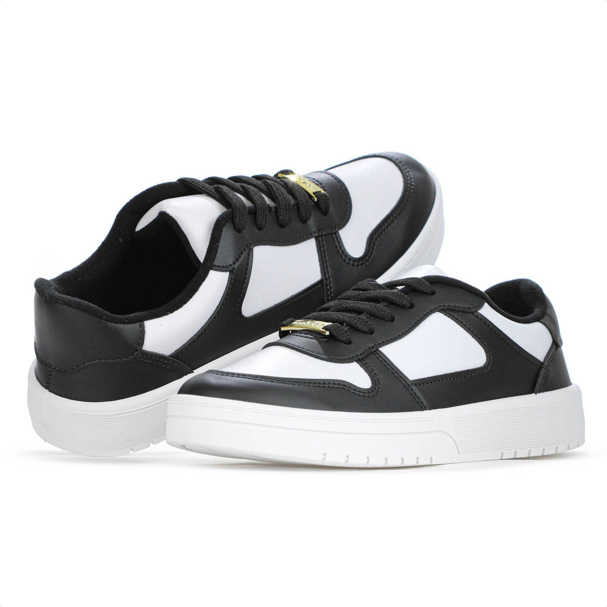 Tenis Moleca Napa Sardenha Recortes Branco e Preto - Feminino Branco/Preto 8