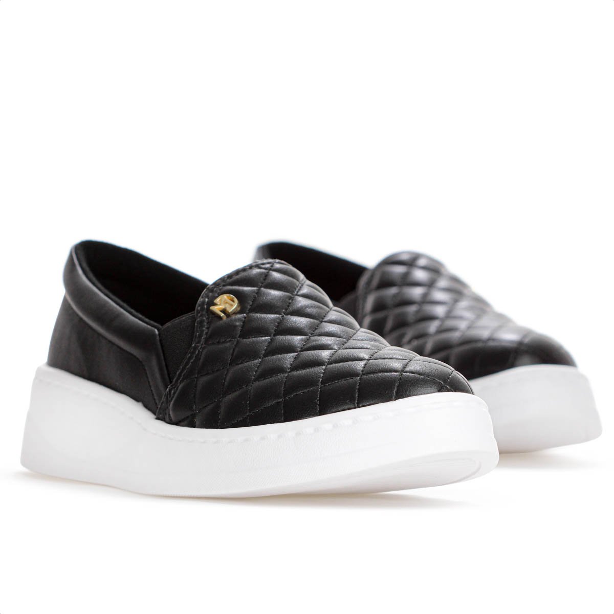 Tenis Modare Slip On Matelasse Preto e Branco - Feminino Preto 3