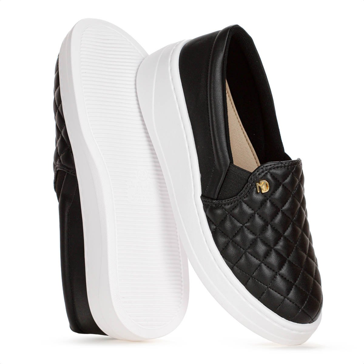 Tenis Modare Slip On Matelasse Preto e Branco - Feminino Preto 8