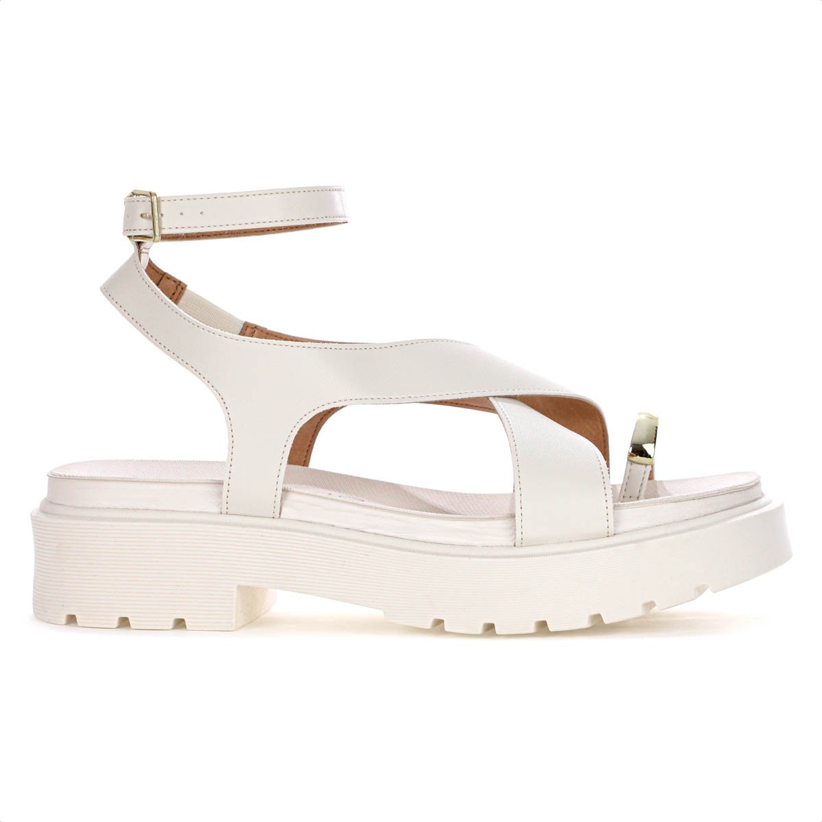 Sandalia Vizzano Tamanco Tiras Cruzadas Off White - Feminino Branco 2