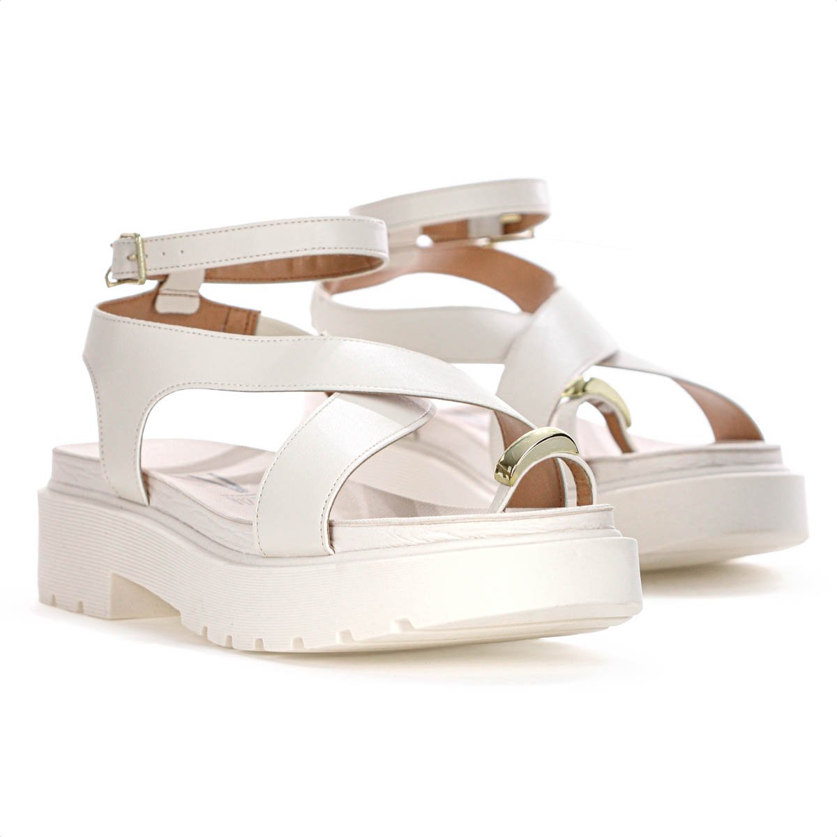 Sandalia Vizzano Tamanco Tiras Cruzadas Off White - Feminino Branco 4