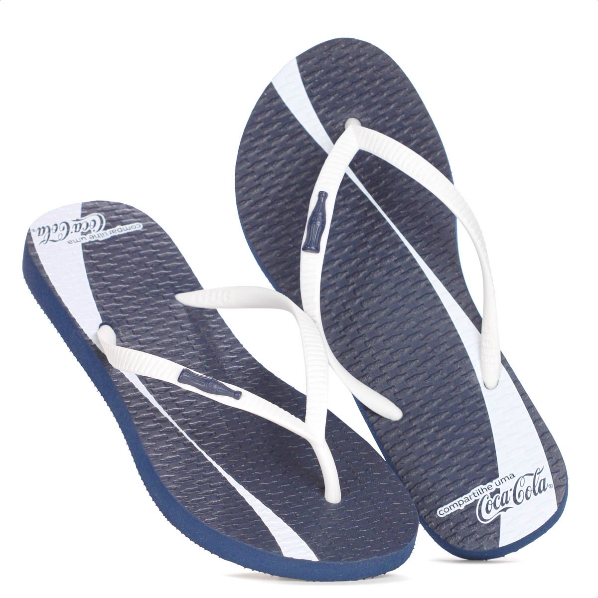 Chinelo Coca Cola Share a Coke Azul Marinho - Feminino Branco/Azul 10