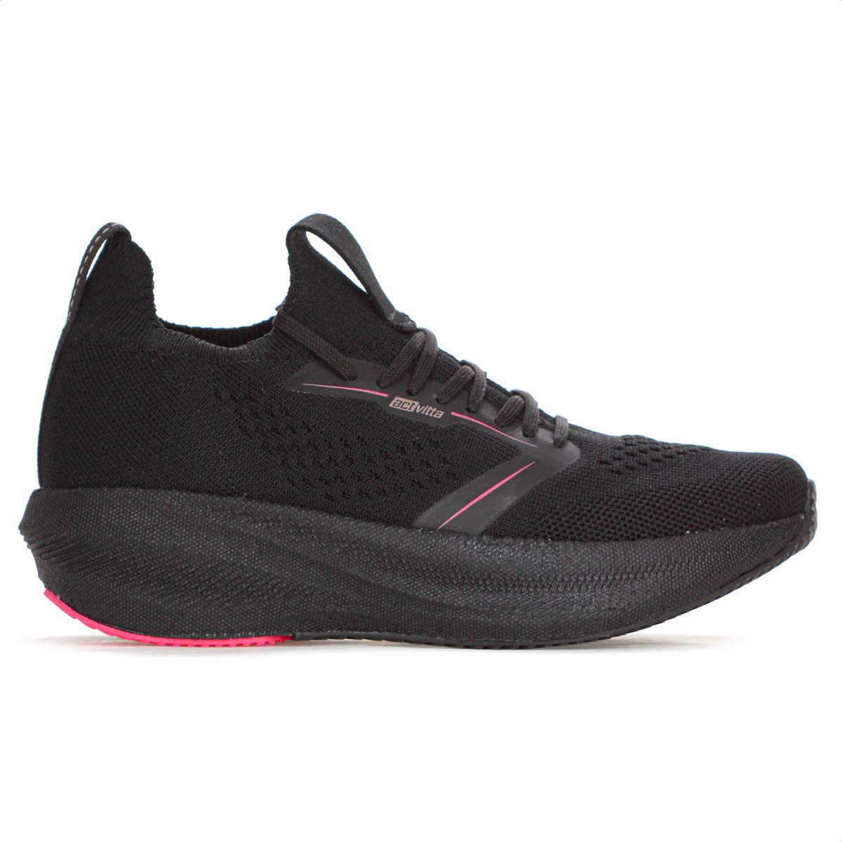 Tenis Actvitta Gaspea Knit Energy Preto e Rosa - Feminino