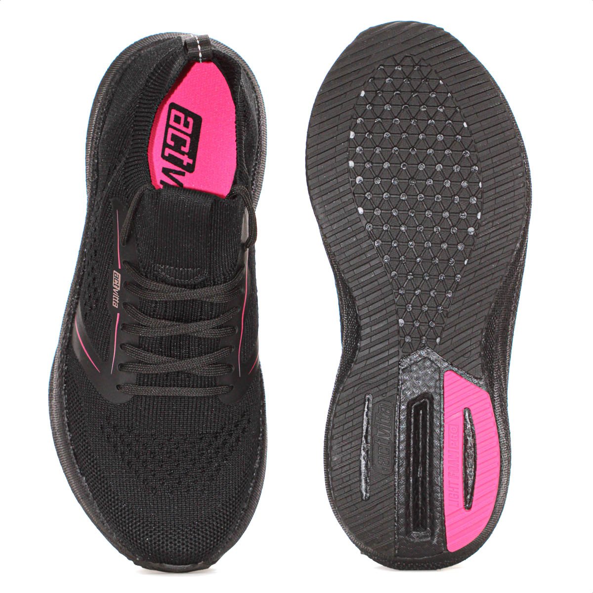 Tenis Actvitta Gaspea Knit Energy Preto e Rosa - Feminino Preto 5