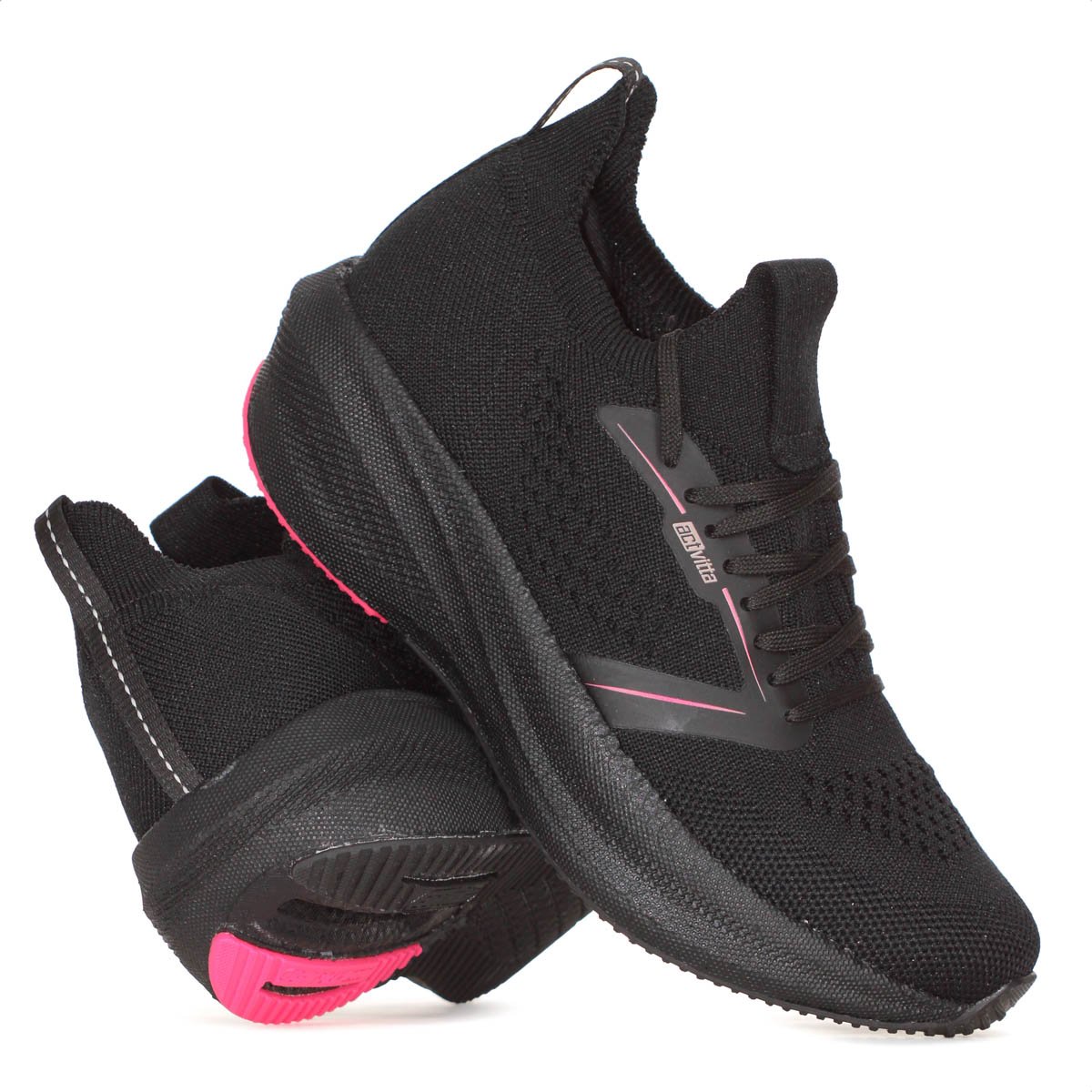 Tenis Actvitta Gaspea Knit Energy Preto e Rosa - Feminino Preto 9