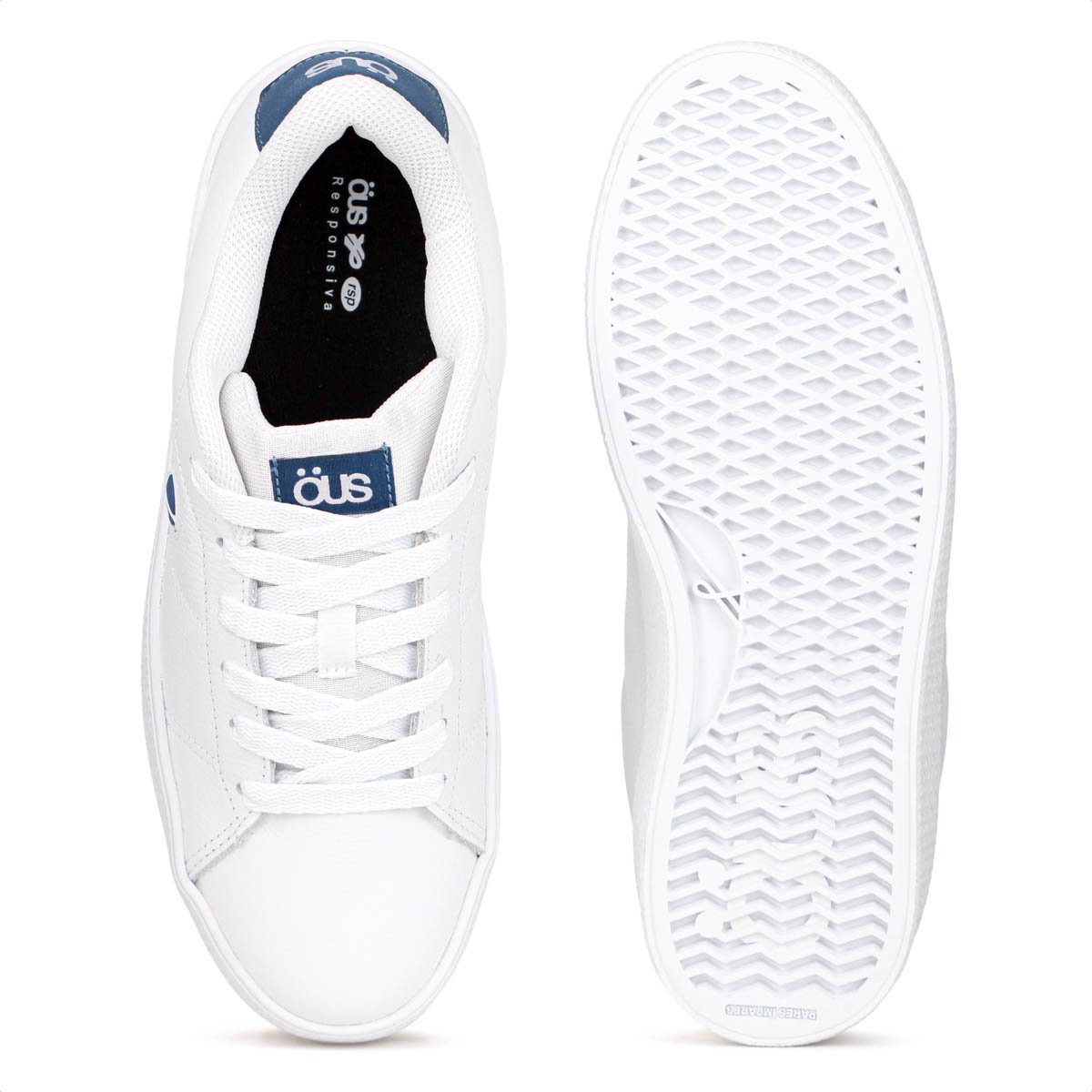 Tenis Ous Dots Couro Branco e Azul - Masculino Branco 4