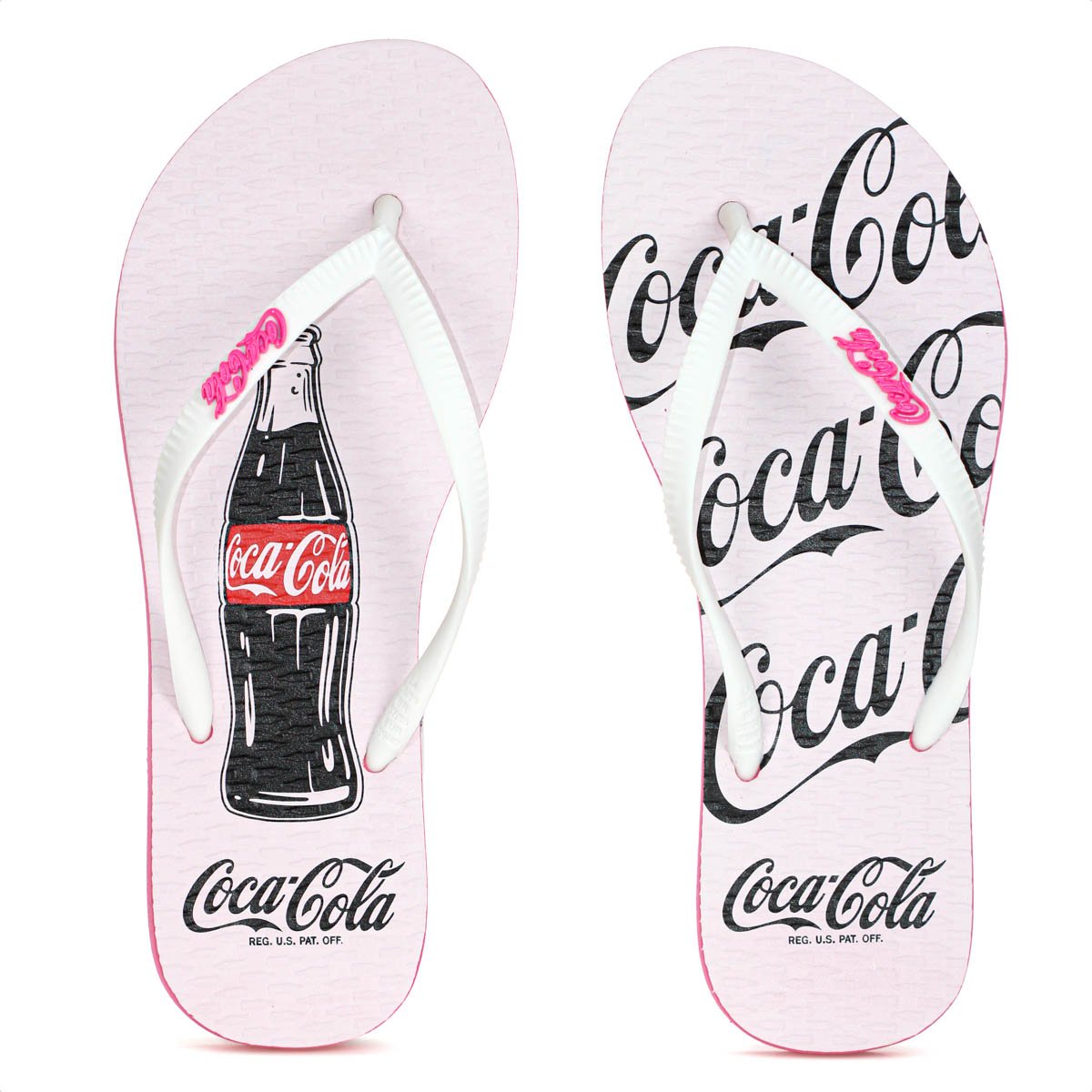 Chinelo Coca Cola Trade Rosa e Branco - Feminino