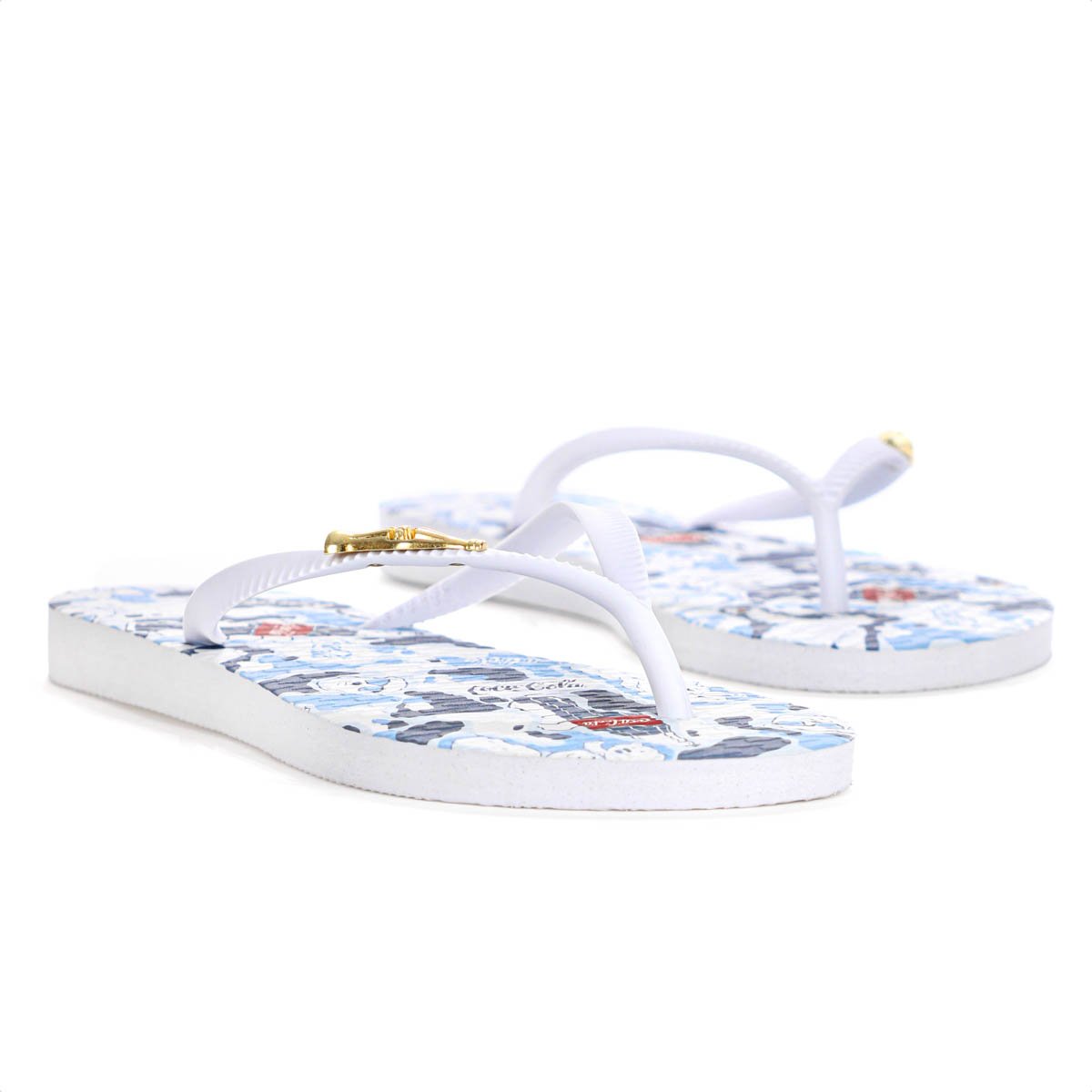 Chinelo Coca Cola Bear Camo Azul e Branco - Feminino Branco/Azul 2