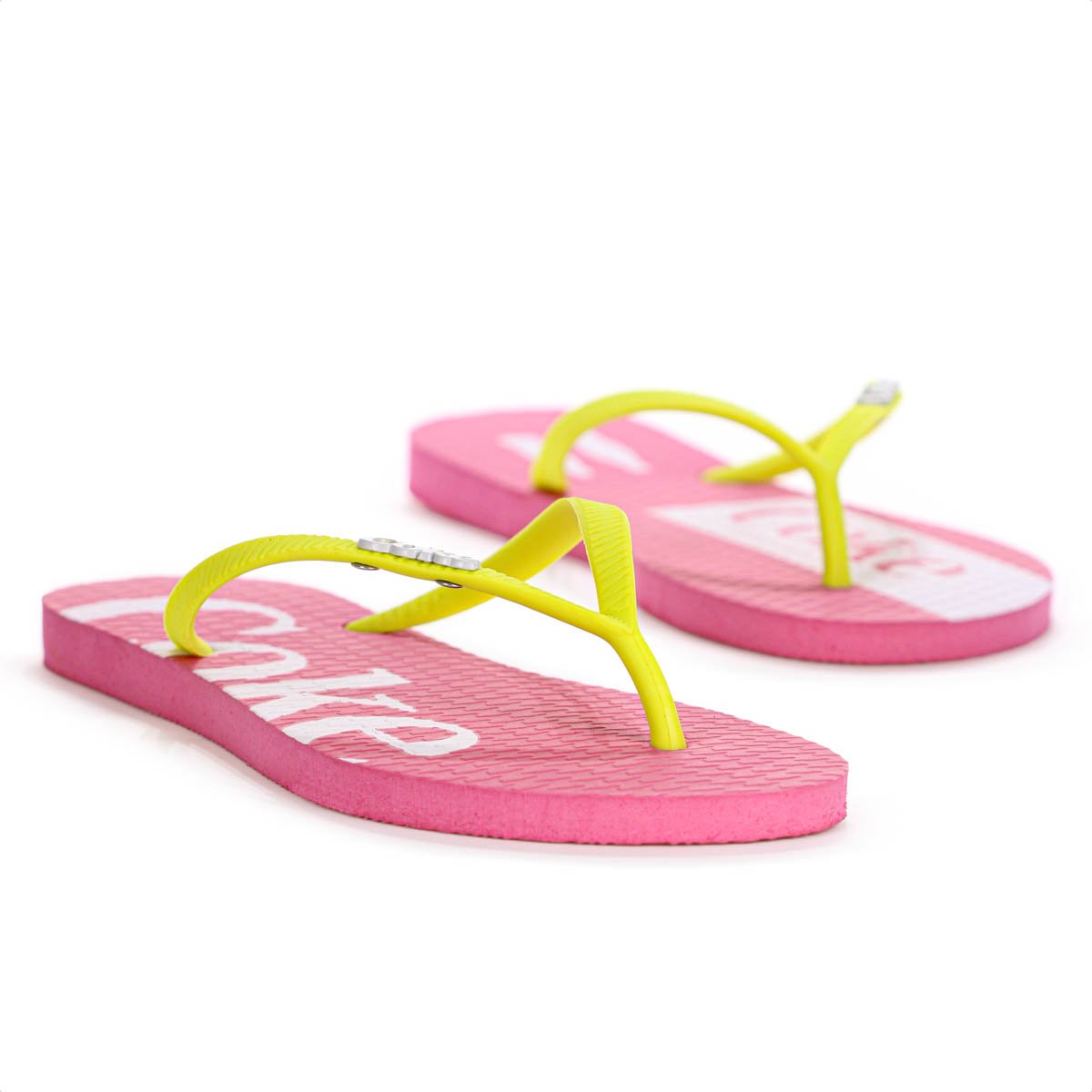 Chinelo Coca Cola Akaroa Rosa e Amarelo - Feminino Amarelo/Rosa 2