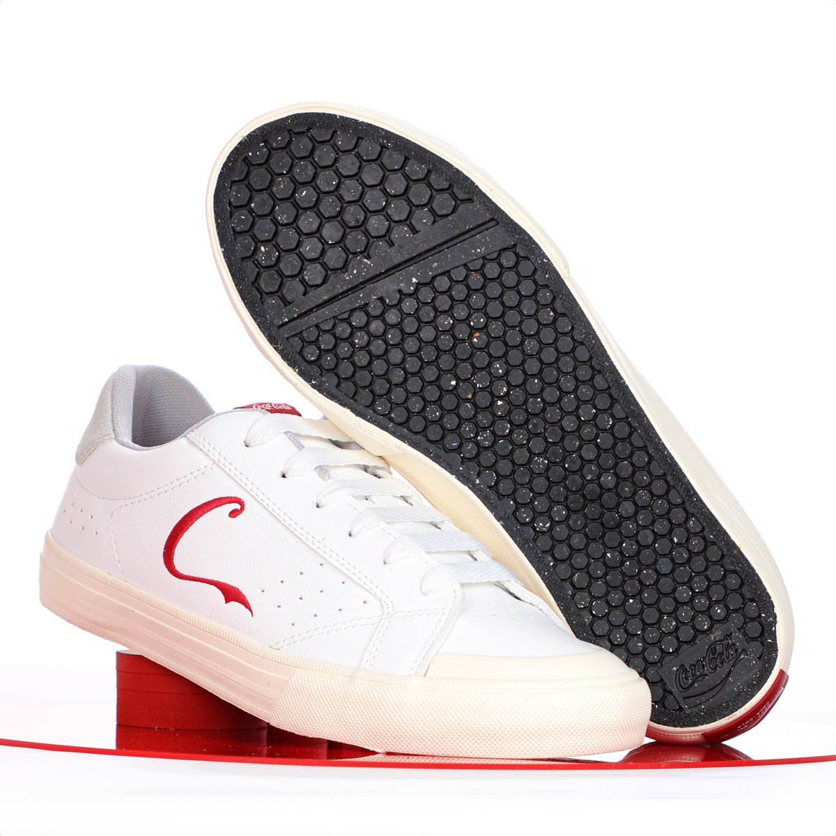 Tenis Coca Cola Alliance Town Branco Vermelho e Cinza - Feminino Branco 8