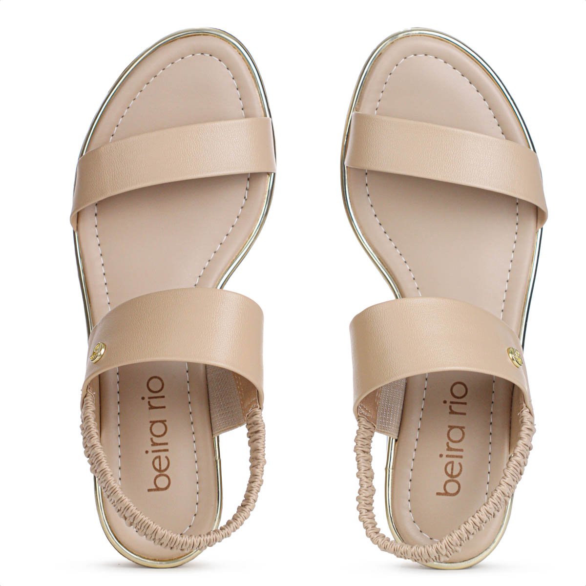 Sandalia Beira Rio Salto Baixo Napa Turim Bege - Feminino Bege 5