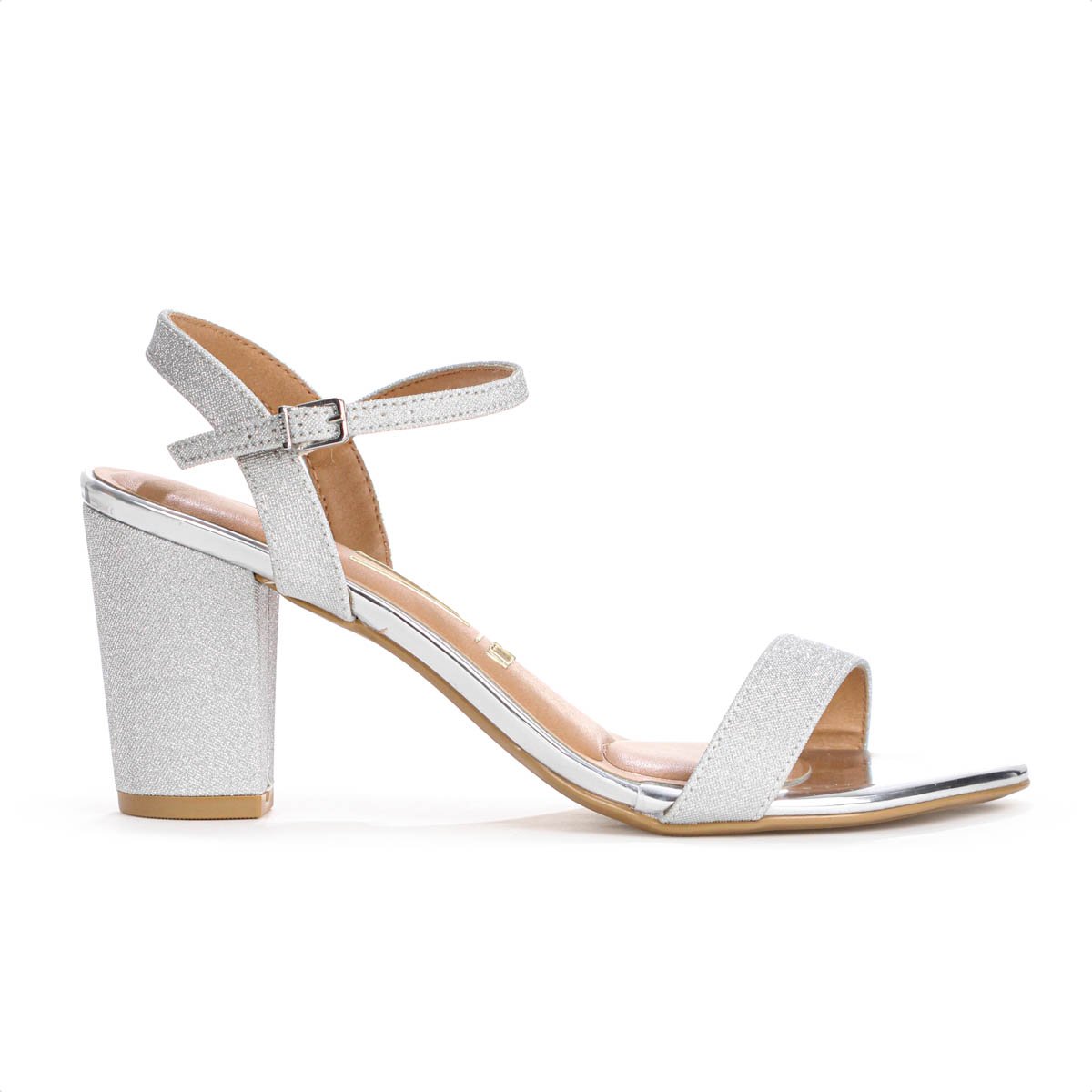 Sandalia Vizzano Salto Medio C/Brilho Prata - Feminino Prata 2