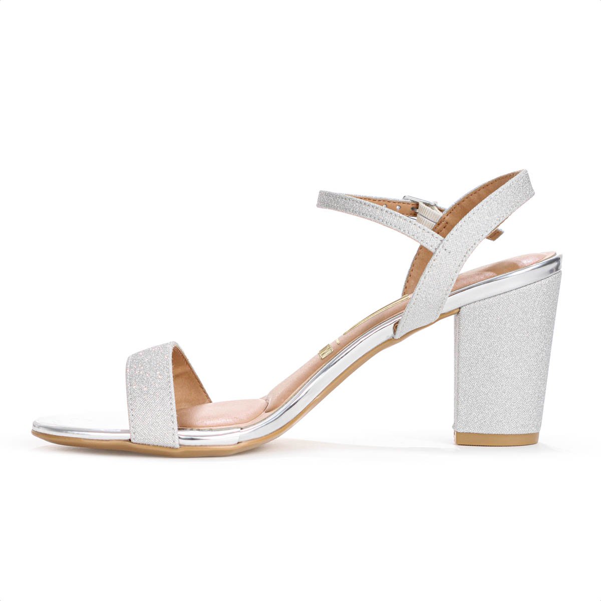 Sandalia Vizzano Salto Medio C/Brilho Prata - Feminino Prata 3