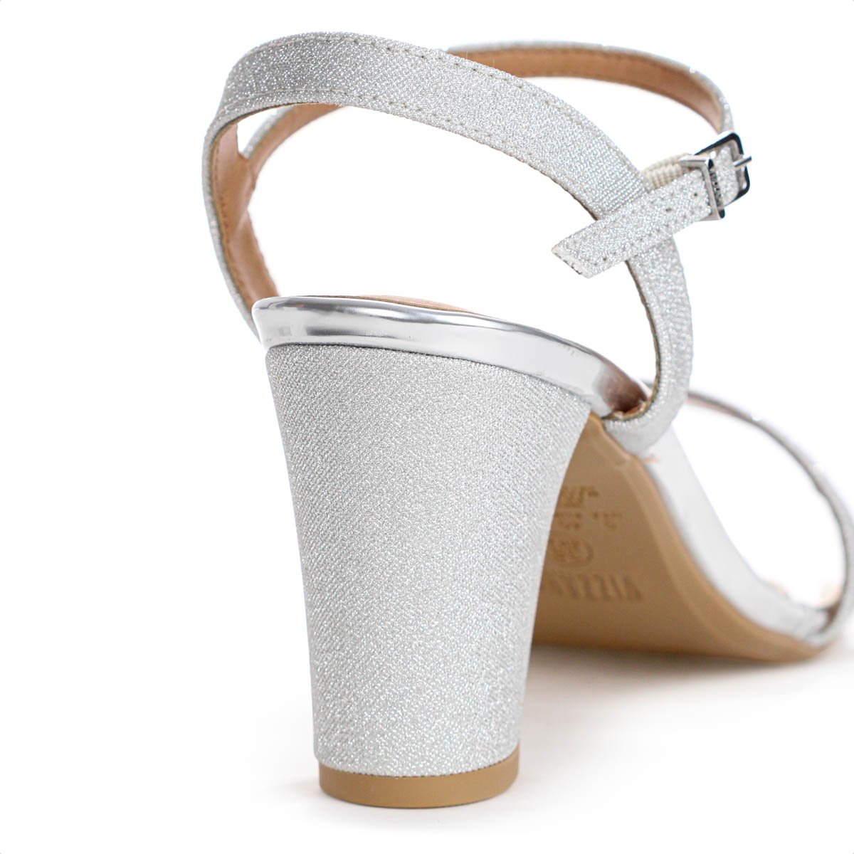 Sandalia Vizzano Salto Medio C/Brilho Prata - Feminino Prata 9