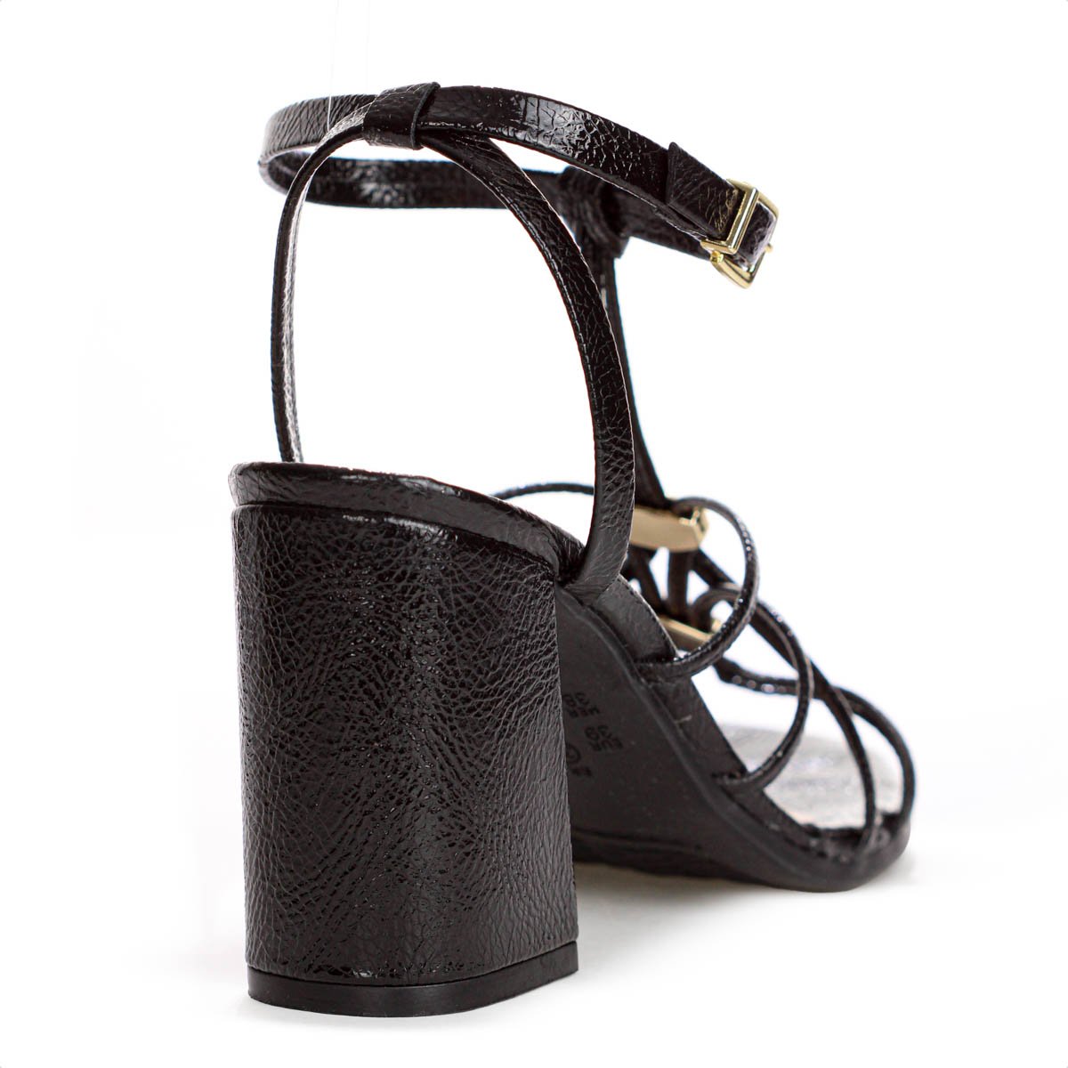 Sandalia Ramarim Salto Bloco Tiras Delicadas Verniz Preto - Feminino Preto 7