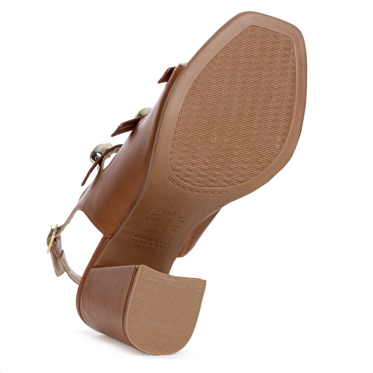 Sandalia Ramarim Salto Bloco Tres Tiras Marrom - Feminino Marrom 7