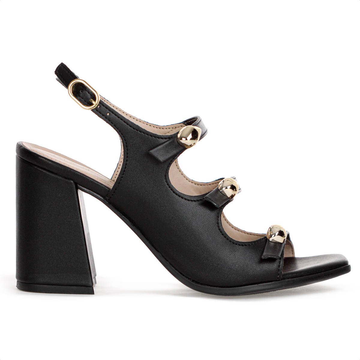 Sandalia Ramarim Salto Bloco Tres Tiras Preto - Feminino Preto 2