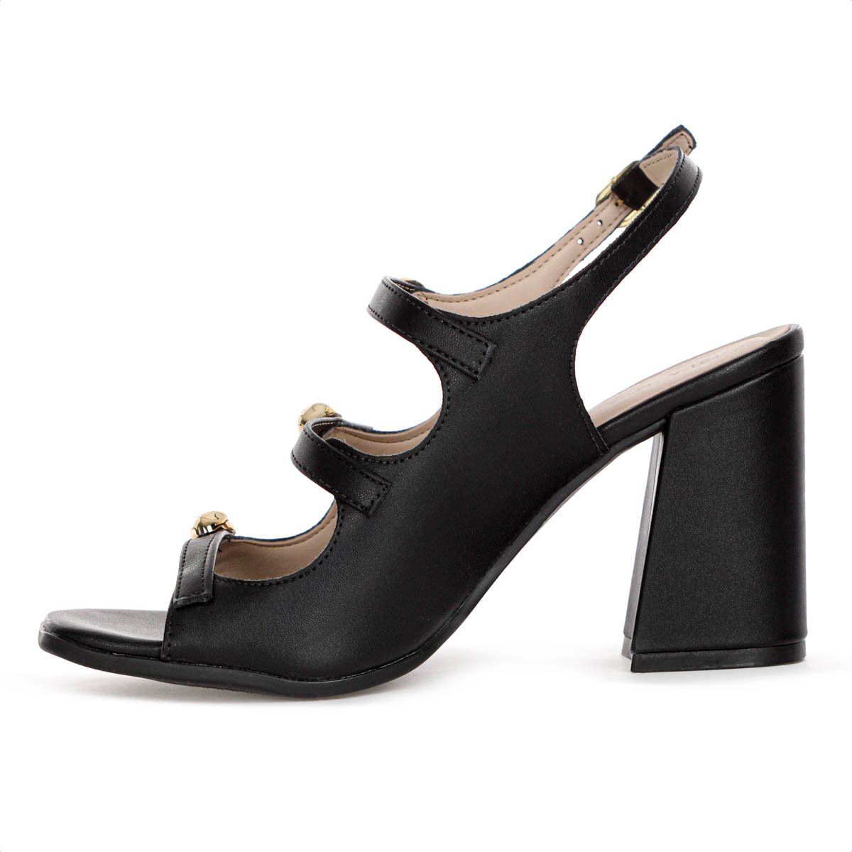 Sandalia Ramarim Salto Bloco Tres Tiras Preto - Feminino Preto 3