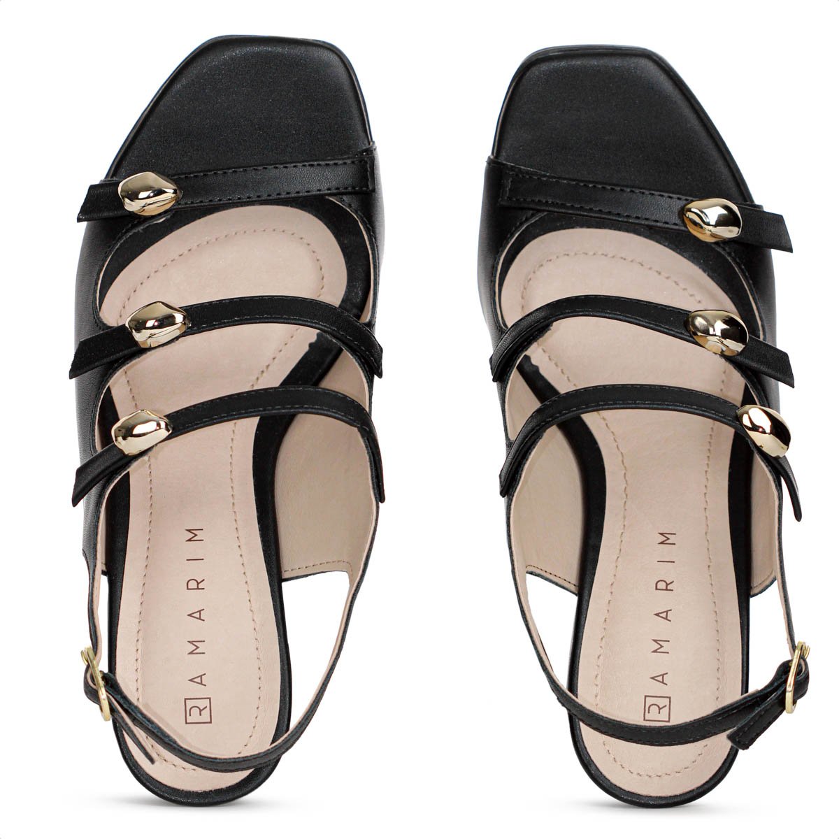 Sandalia Ramarim Salto Bloco Tres Tiras Preto - Feminino Preto 5