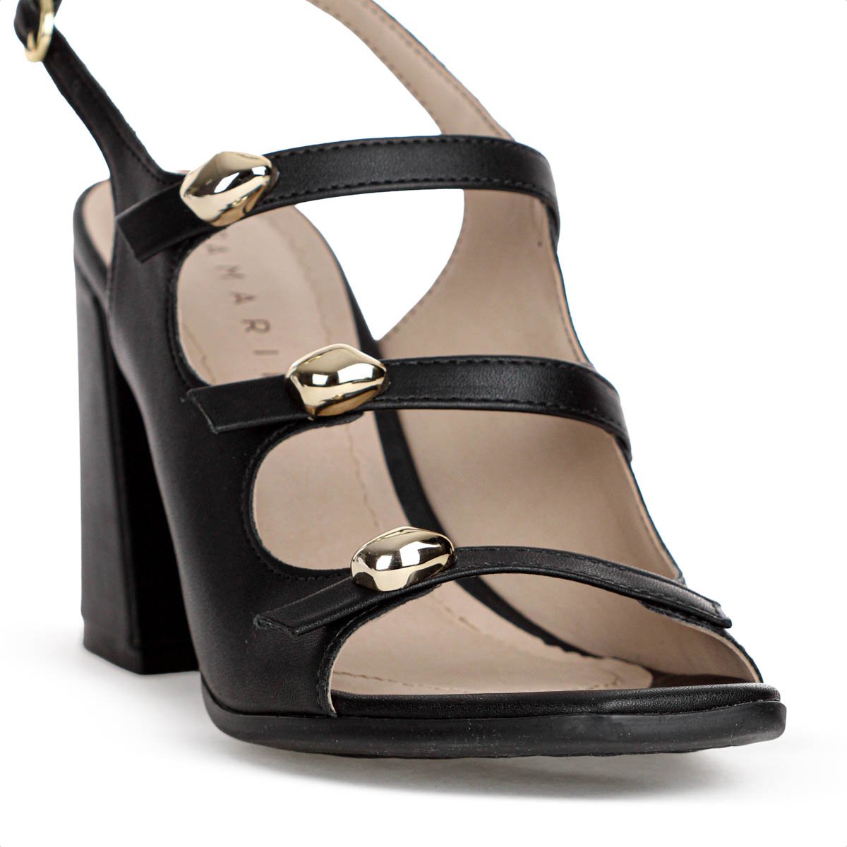 Sandalia Ramarim Salto Bloco Tres Tiras Preto - Feminino Preto 8