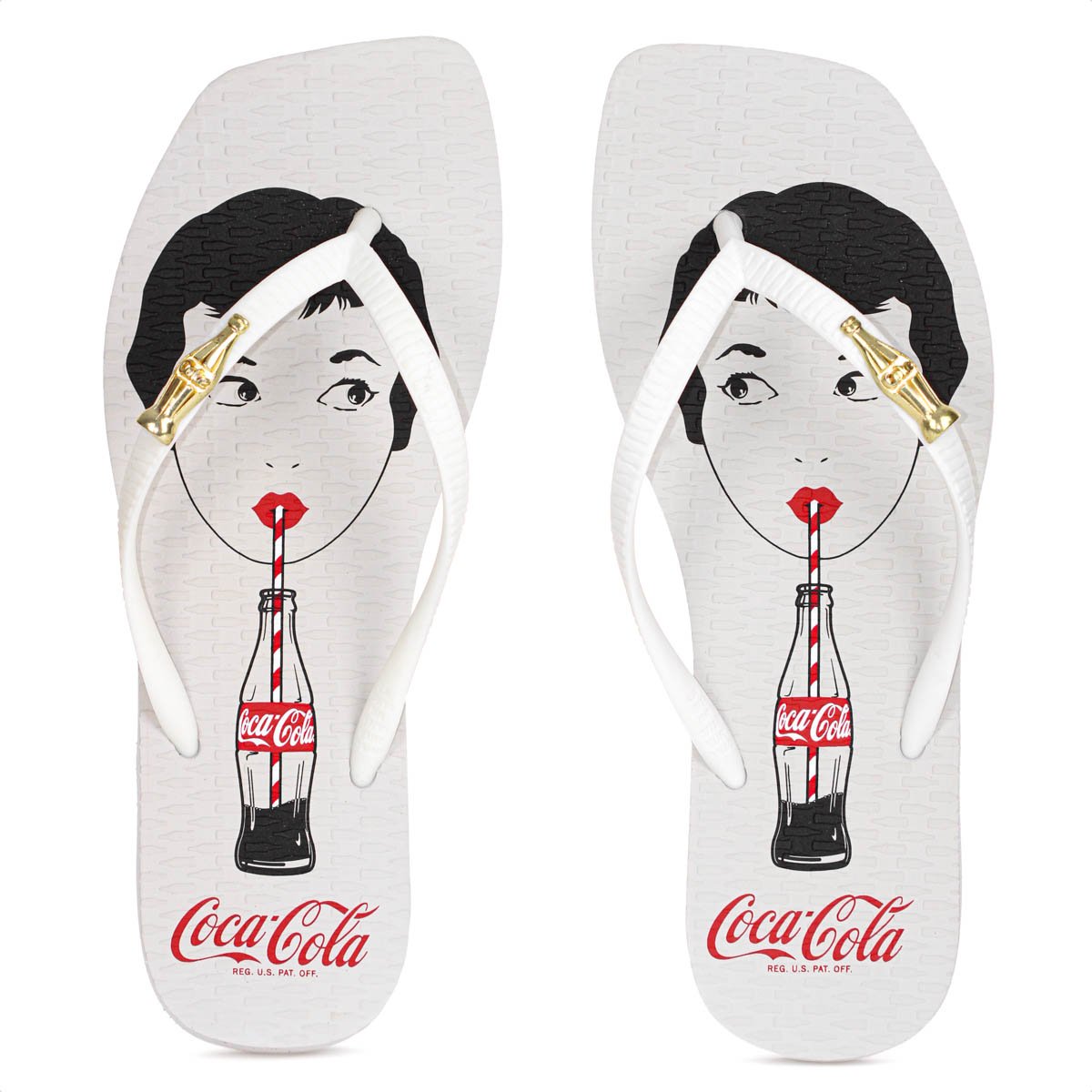 Chinelo Coca Cola Londres Square Branco - Feminino