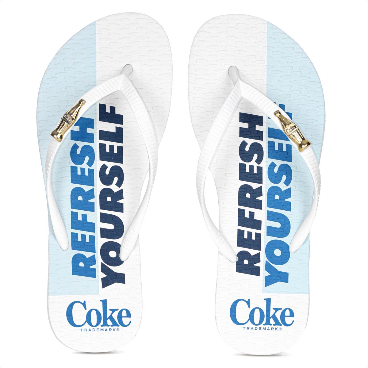 Chinelo Coca Cola Coke Yourself Branco e Azul - Feminino