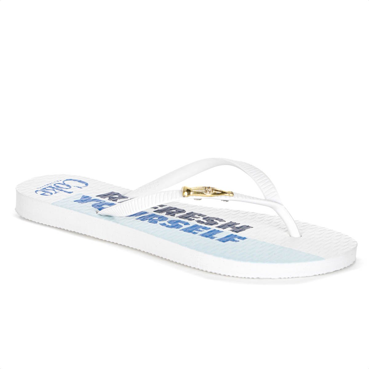 Chinelo Coca Cola Coke Yourself Branco e Azul - Feminino Branco 3