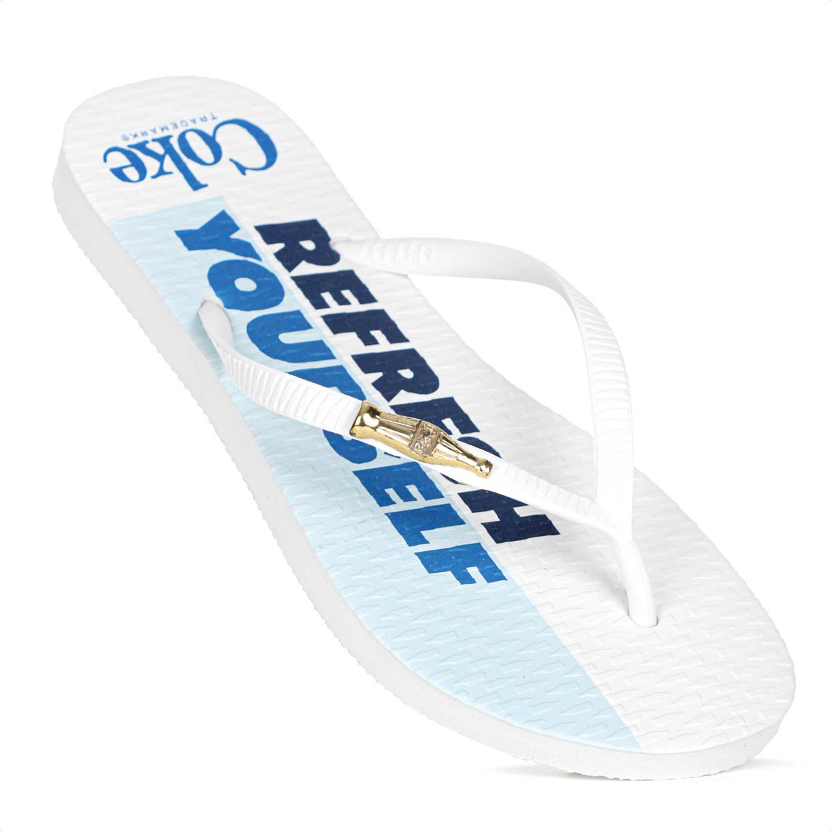 Chinelo Coca Cola Coke Yourself Branco e Azul - Feminino Branco 6