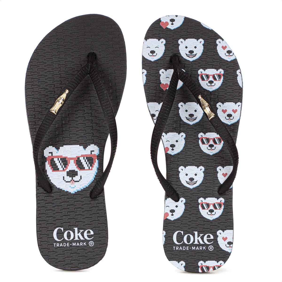 Chinelo Coca Cola Coke Bear Preto - Feminino Preto 6
