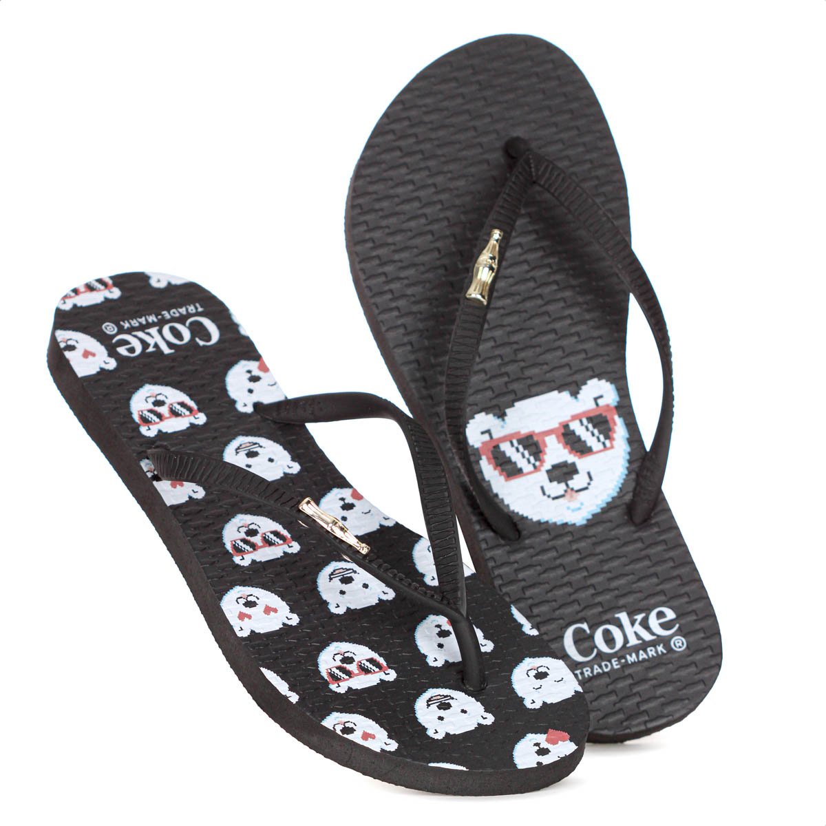 Chinelo Coca Cola Coke Bear Preto - Feminino Preto 10