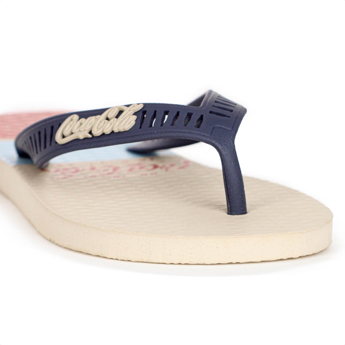 Chinelo Coca Cola Fountain Bands Bege Azul e Vermelho - Masculino Azul 8