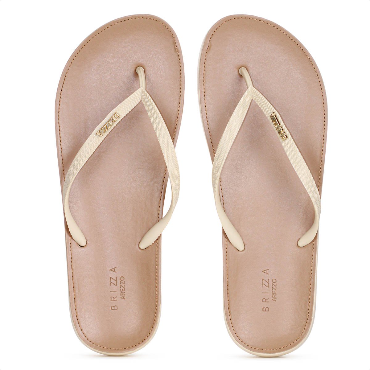 Chinelo Brizza Arezzo Recouro Fit Bege e Marrom - Feminino