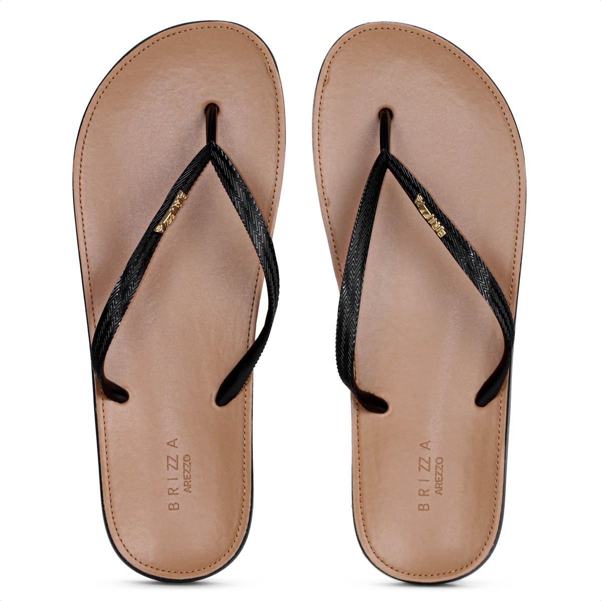Chinelo Brizza Arezzo Recouro Fit Preto e Marrom - Feminino 