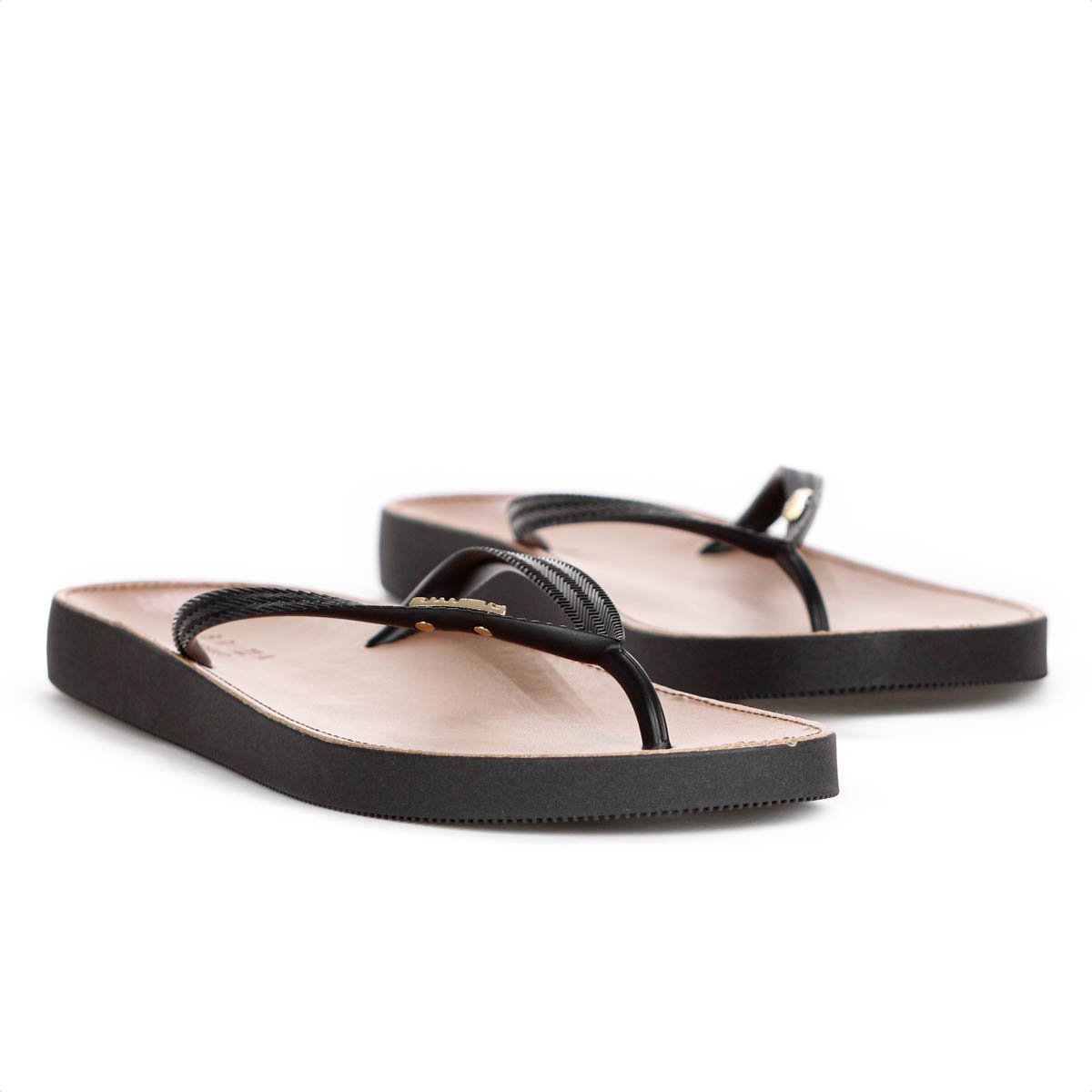 Chinelo Brizza Arezzo Recouro Fit Preto e Marrom - Feminino  Preto 2