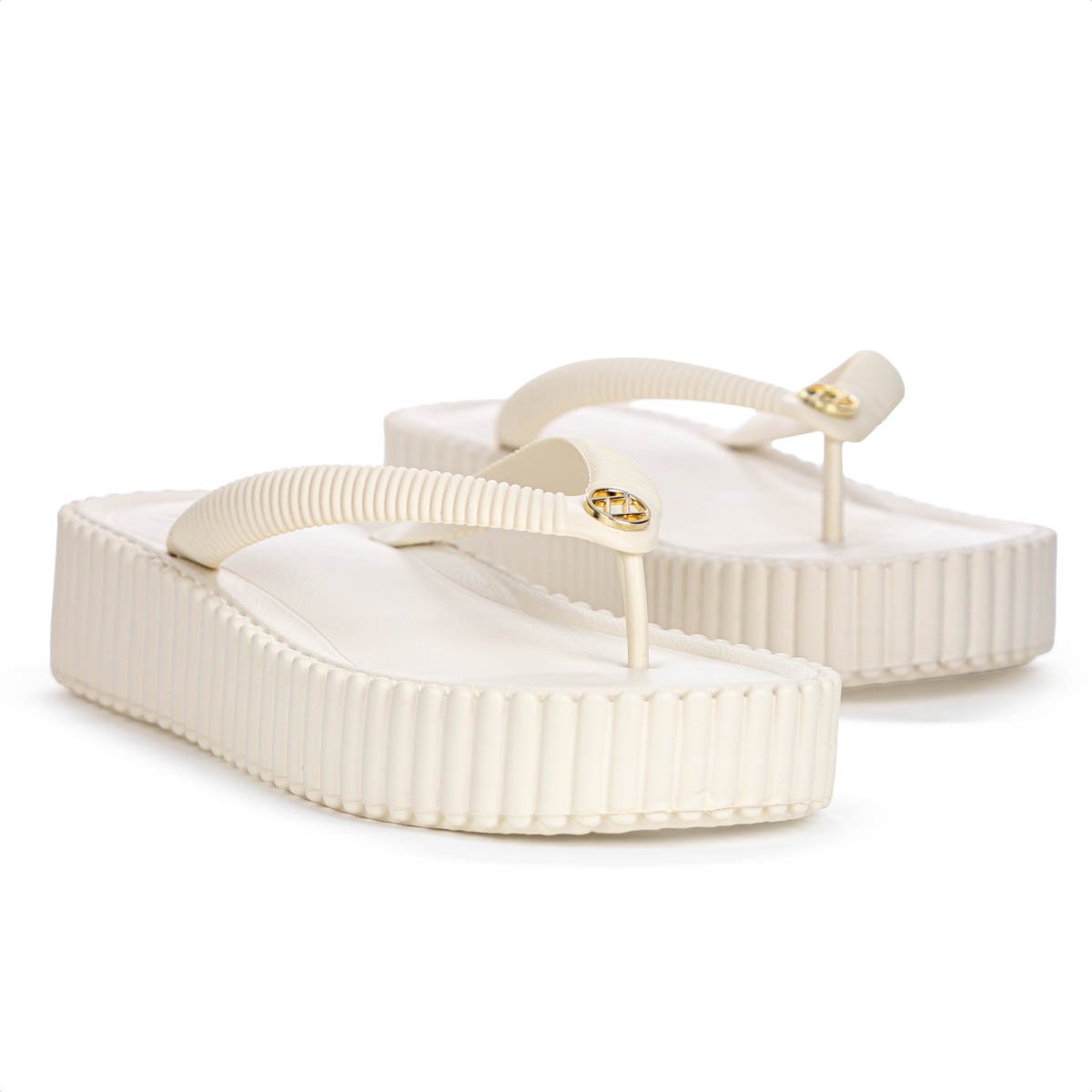 Sandalia Brizza Arezzo Flatform Flip Flop Bali Off White - Feminino  Branco 2