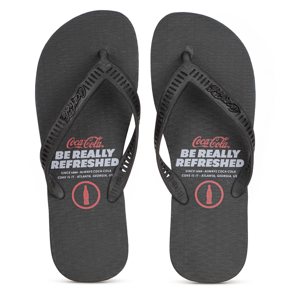 Chinelo Coca Cola Tira Vazada Live Since 1886 Preto - Masculino 