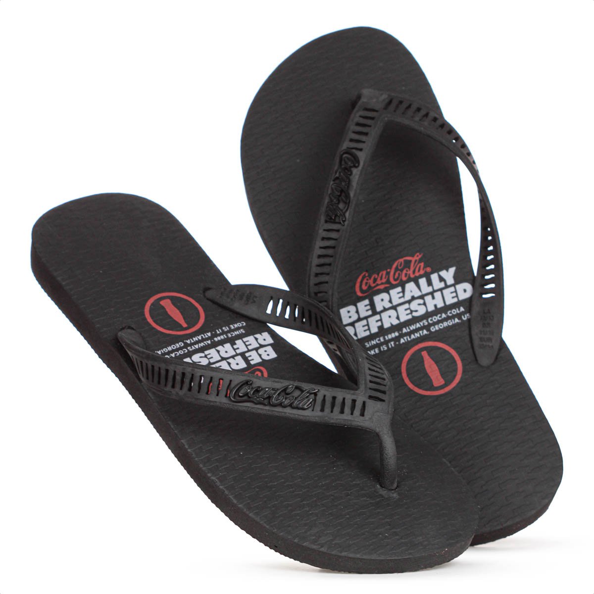 Chinelo Coca Cola Tira Vazada Live Since 1886 Preto - Masculino  Preto 6