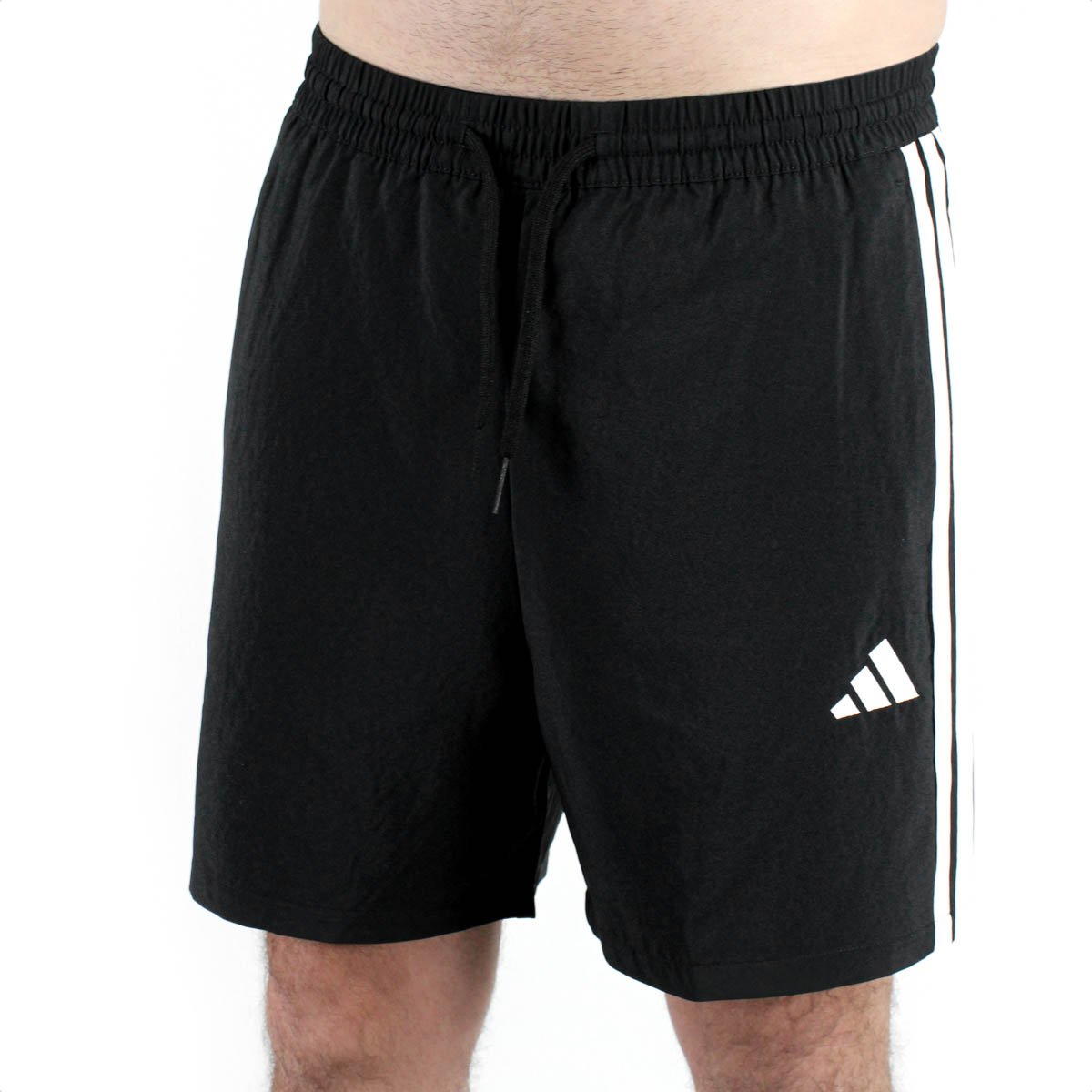 Bermuda Adidas Essential Tres Listras Preto e Branco - Masculino Preto 6