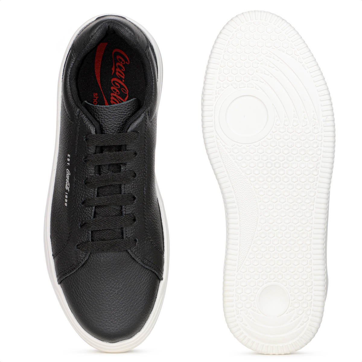 Tenis Coca Cola Space Suit Leather Preto e Branco - Masculino Preto 4