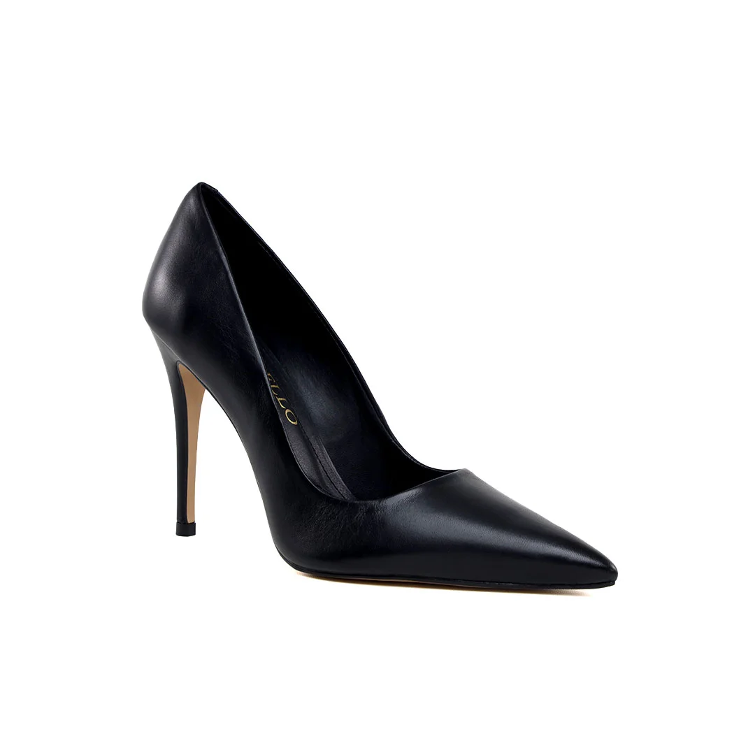 Scarpin Preto em Couro Cecconello Salto Alto Fino 11cm Preto 2
