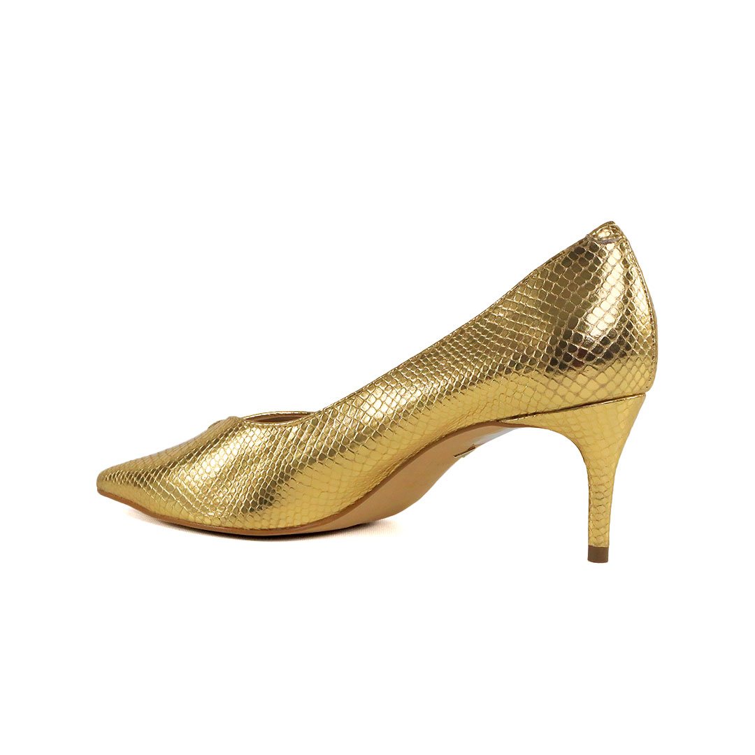 Scarpin Dourado Carrano Glam Couro Salto Médio Fino 6,2cm Dourado 3
