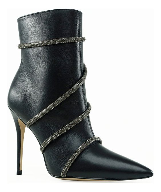 Bota Feminina Preta com Strass Couro Cecconello Salto Alto Fino 11cm Preto 2
