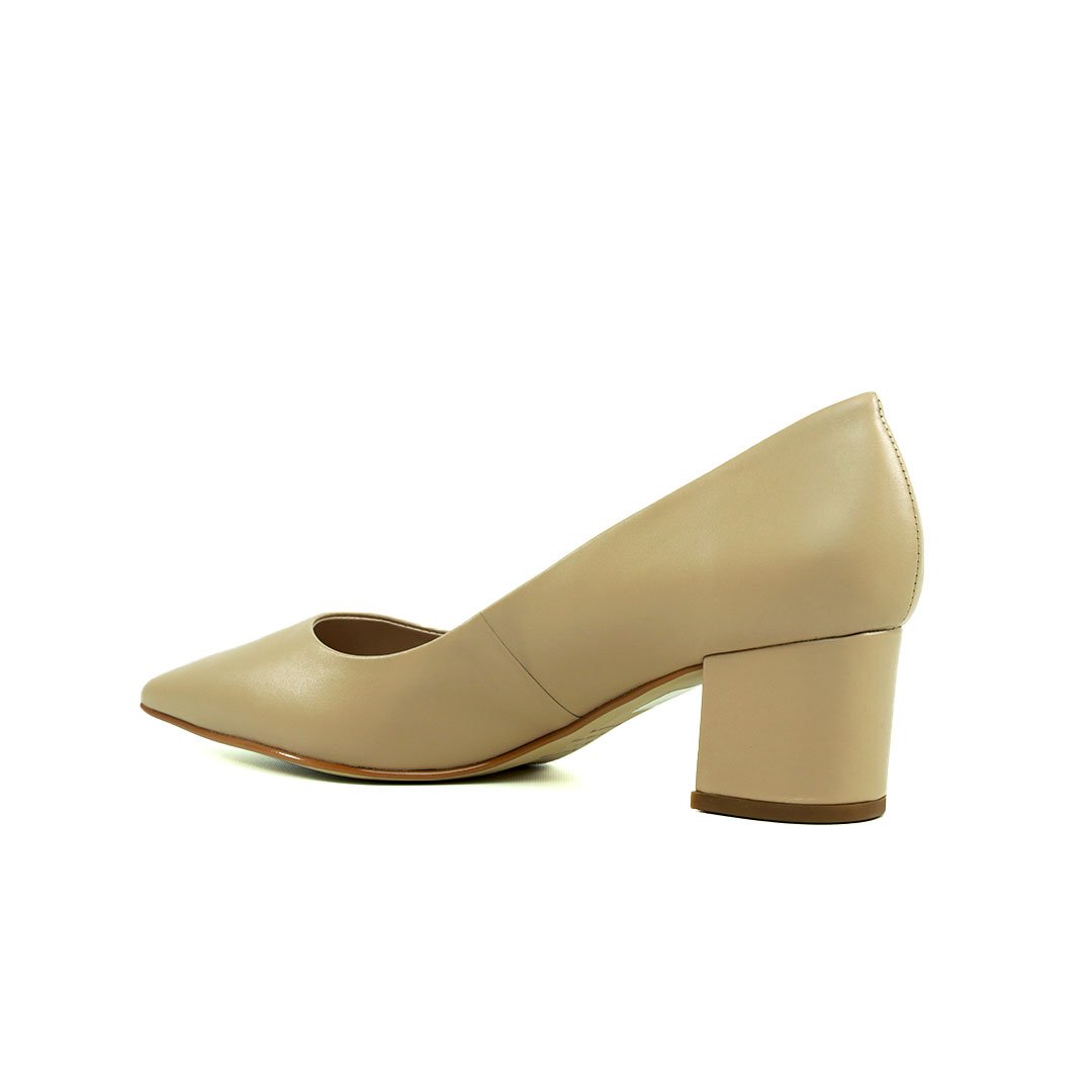 Scarpin Nude Couro Werner Salto Baixo Bloco 5,5cm Bege 3
