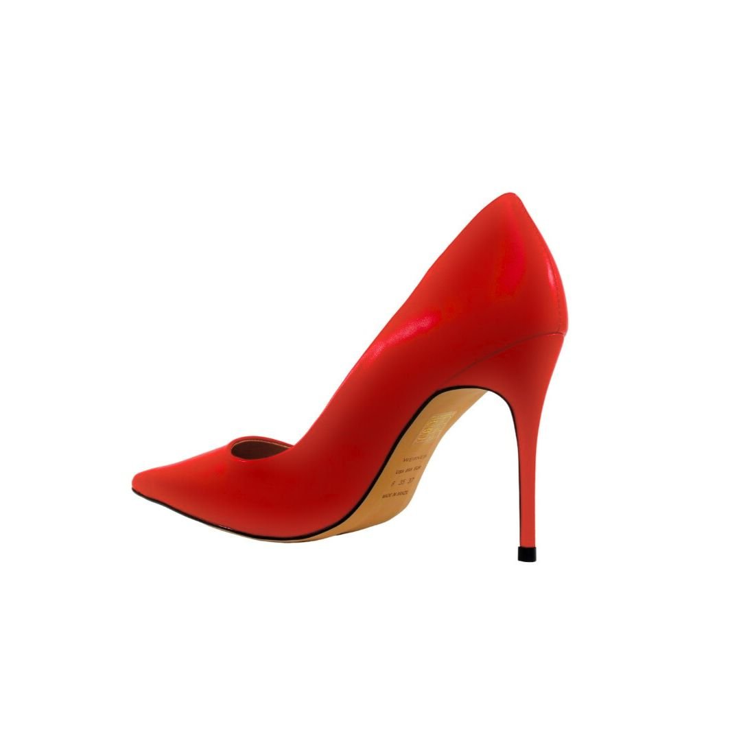 Scarpin Vermelho Werner Couro Salto Alto Fino 10cm Vermelho 3