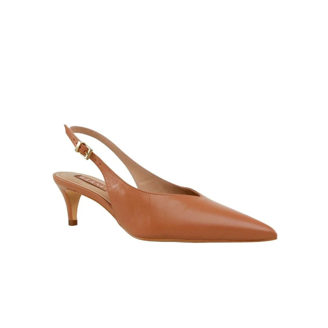 Scarpin Slingback Marrom Werner Salto Baixo Fino 05cm Marrom 2