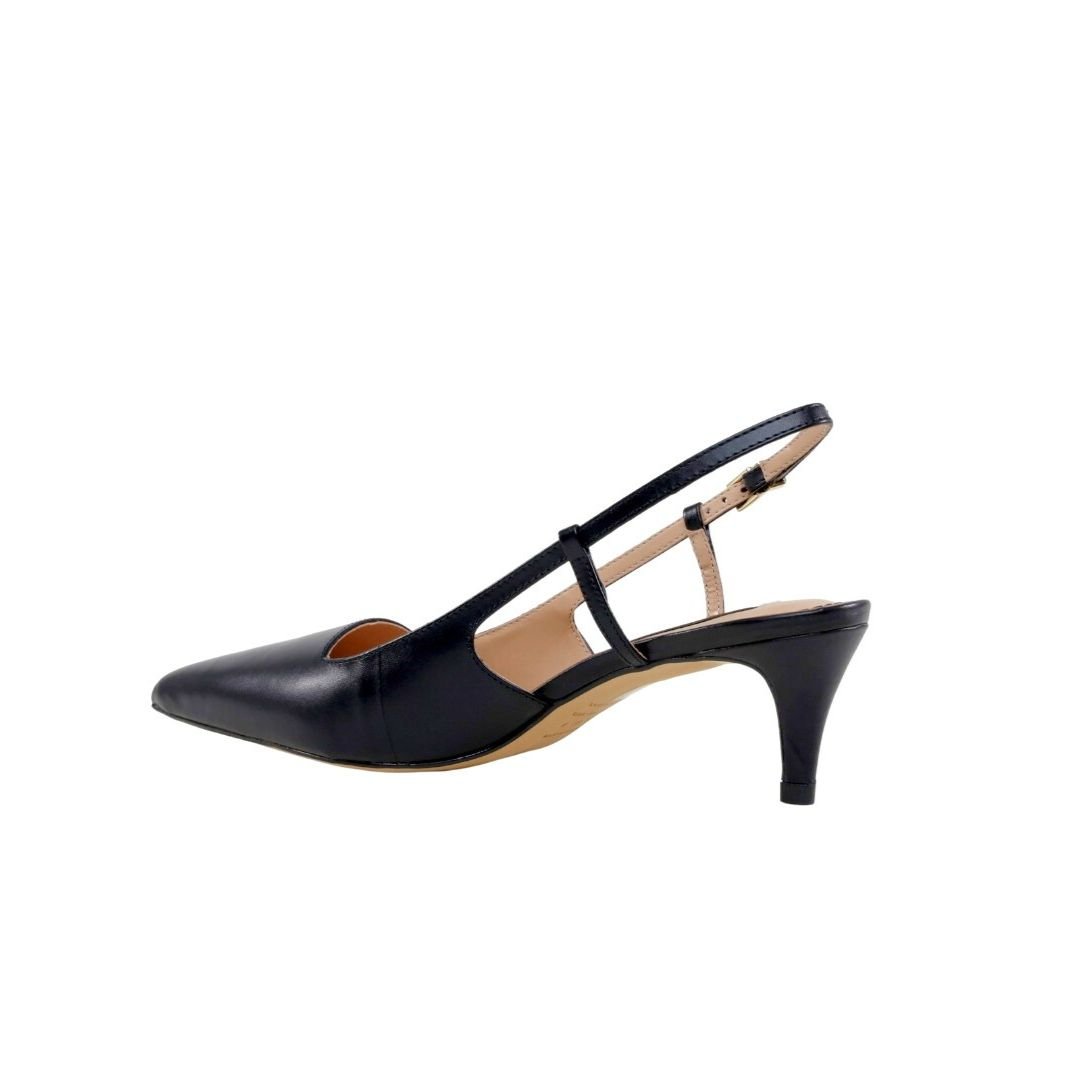 Scarpin Slingback Preto Couro Werner Salto Baixo Fino 5,5cm Preto 3