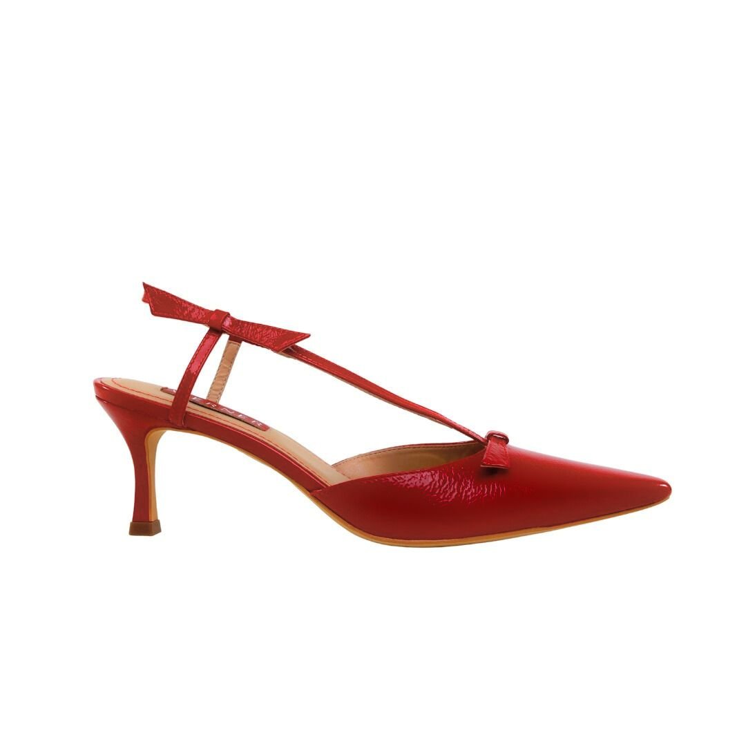 Scarpin Slingback Vermelho Werner Salto Baixo Fino 6,5cm