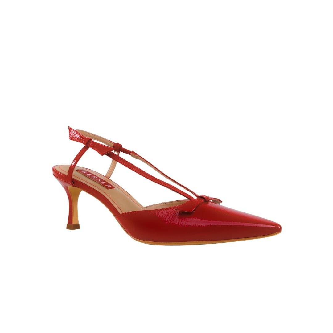 Scarpin Slingback Vermelho Werner Salto Baixo Fino 6,5cm Vermelho 2